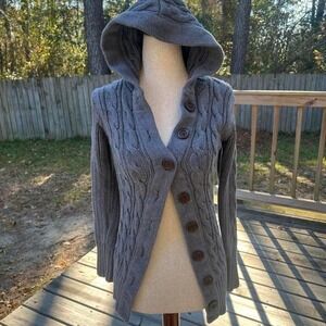 Y2K Hooded Cable Knit Sweater by‎ Old Navy